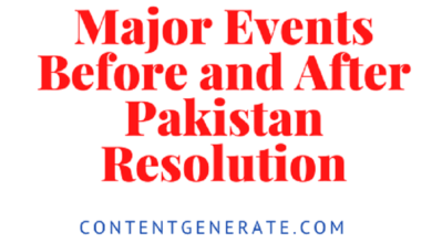 Major Events and Political development before and after pakistan Resolution