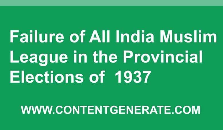 Failure of All India Muslim League in 1937 Elections