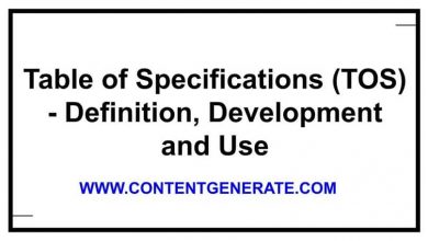 Table of Specifications (TOS) - Definition, Development and Use